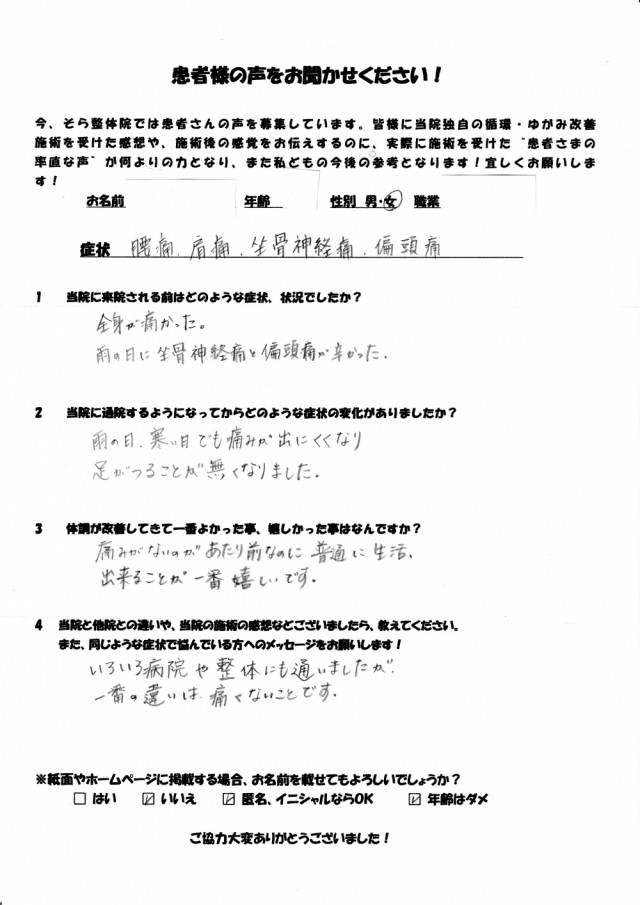 アンケート用紙